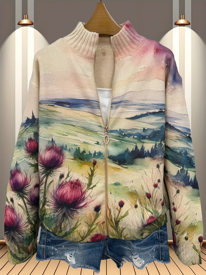 Zelda™ | Vest met rits en Schots distellandschap
