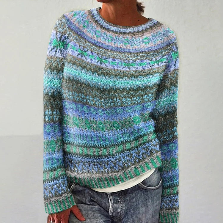 Bente | Warme gebreide trui met vintage dessin