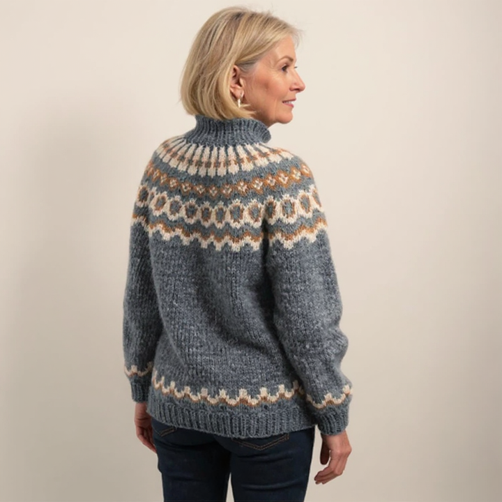 Cato | Warme gebreide trui met vintage dessin