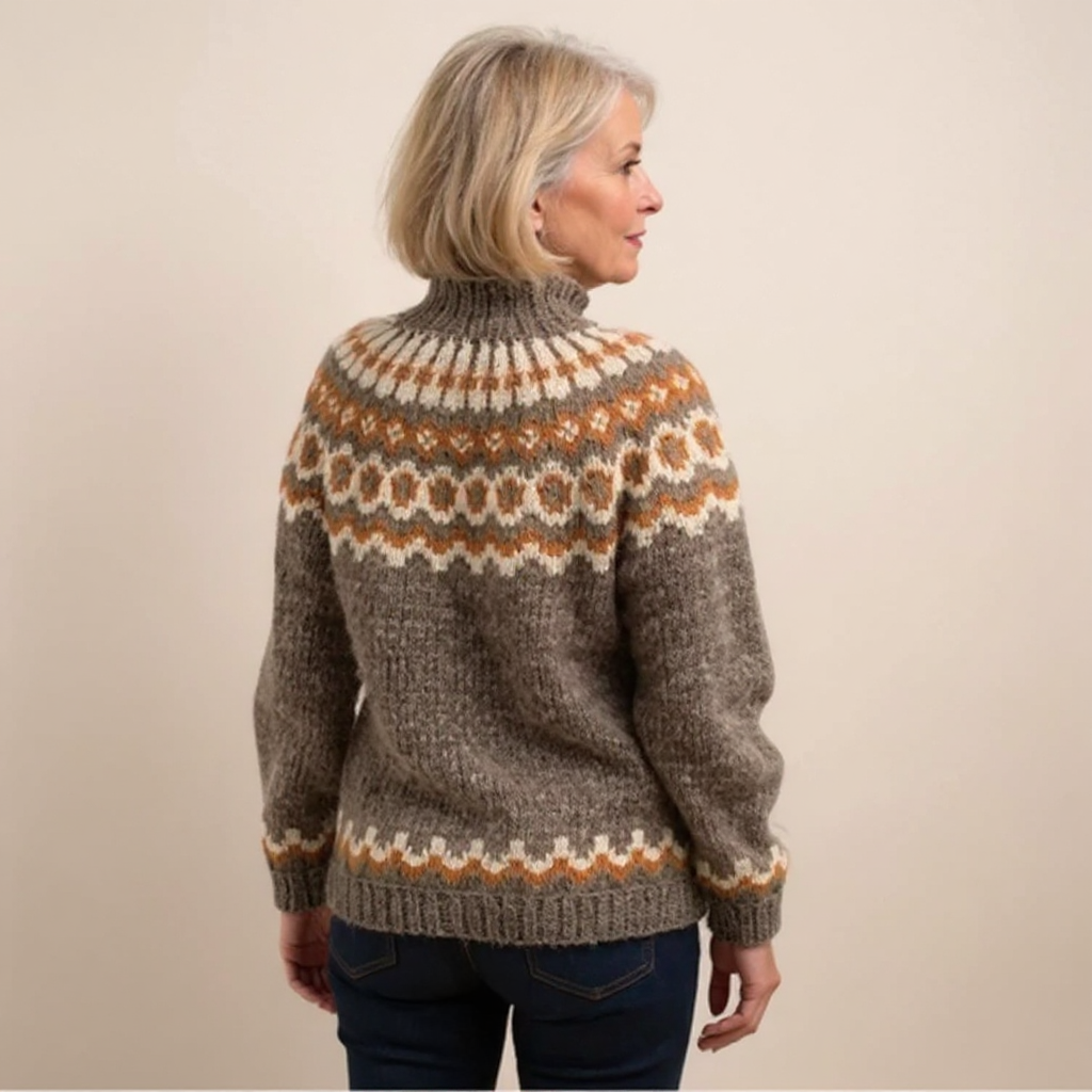Cato | Warme gebreide trui met vintage dessin