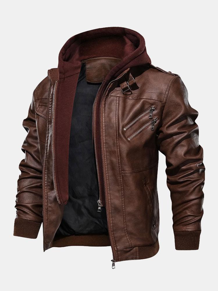 Faas | Jack van PU-leer met afneembare capuchon en rits