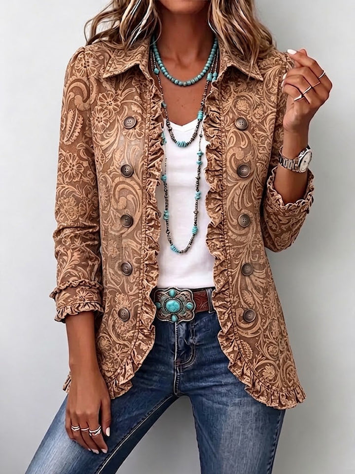 Hanneke | Boho-jasje met bloemenprint en ruchesdetails