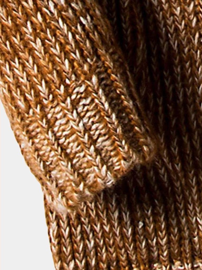 Ype | Bruin gebreid vest met capuchon