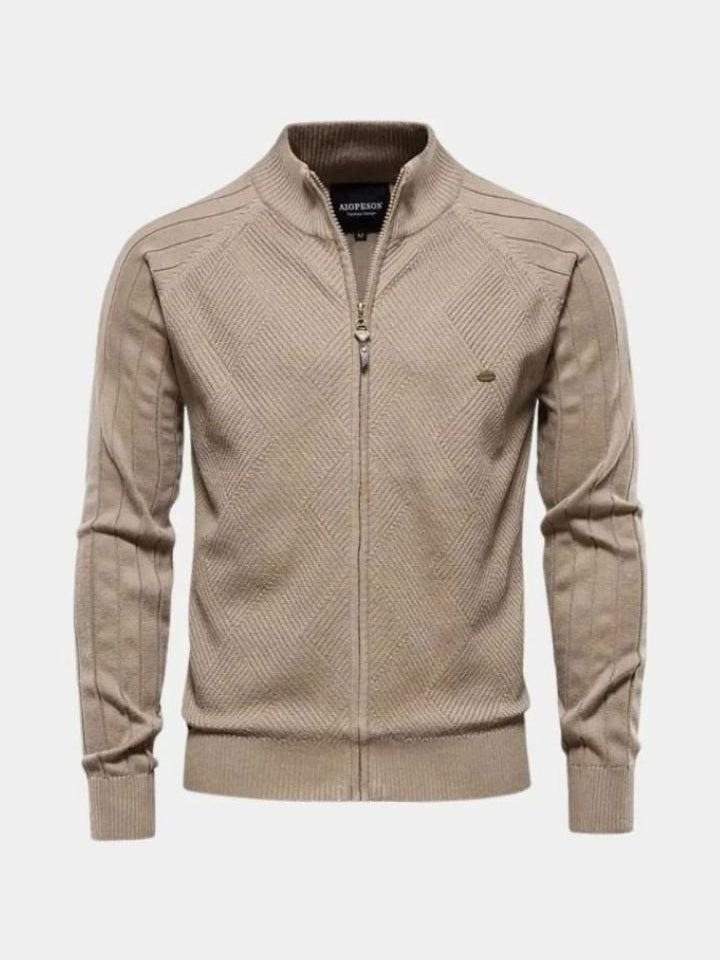 Wiebe | Taupe gebreid vest met rits