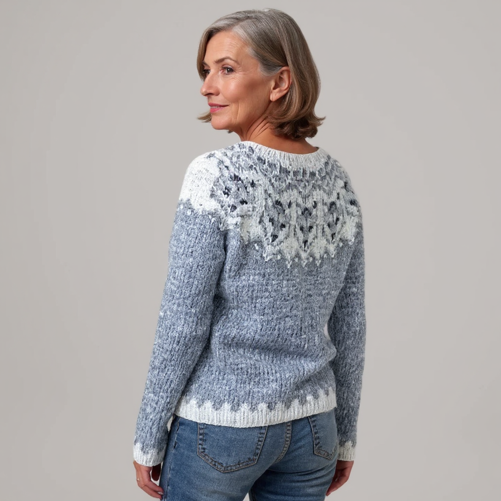 Jantine | Warme gebreide trui met vintage dessin