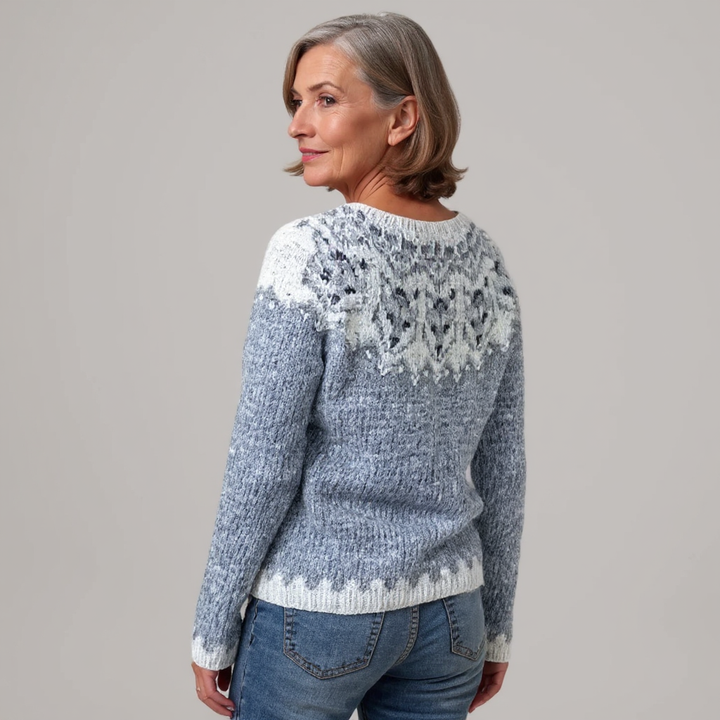 Jantine | Warme gebreide trui met vintage dessin