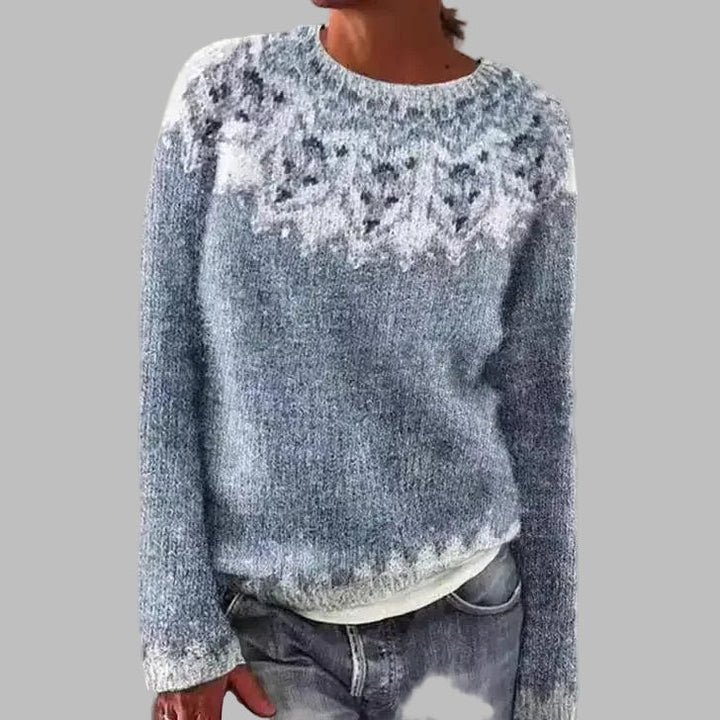 Jantine | Warme gebreide trui met vintage dessin