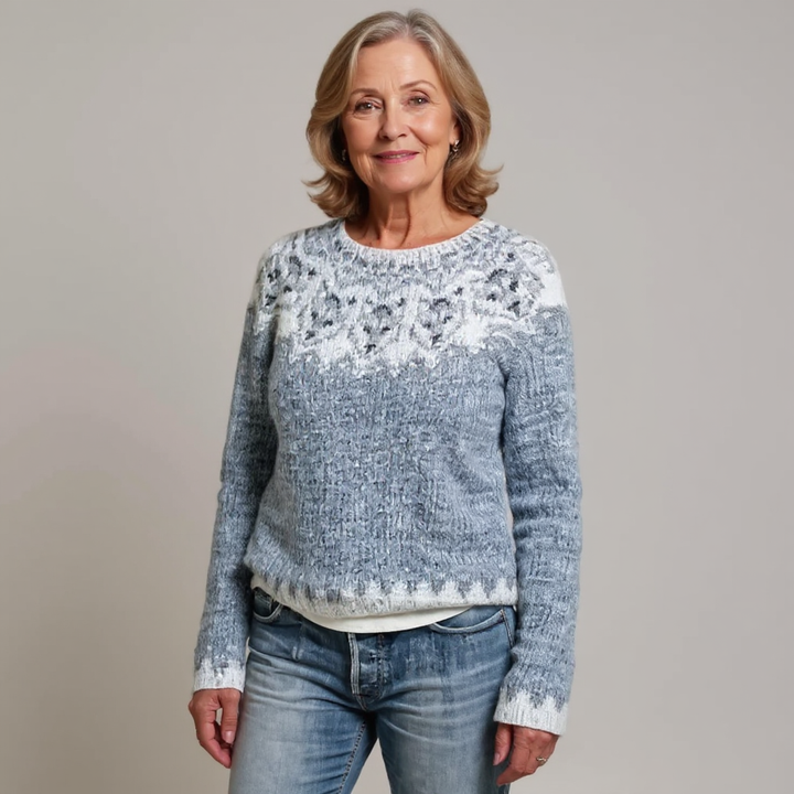 Jantine | Warme gebreide trui met vintage dessin