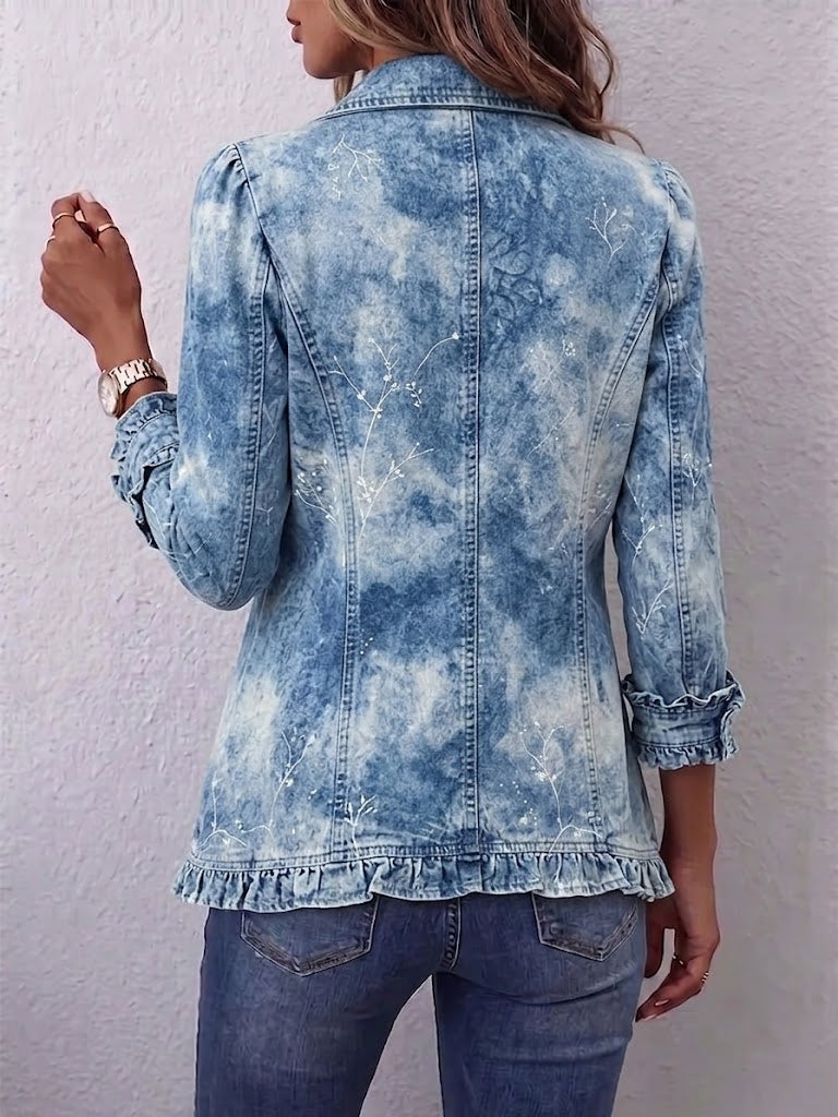 Jasmijn | Vintage boho-jasje met botanisch kleurverloop en ruches