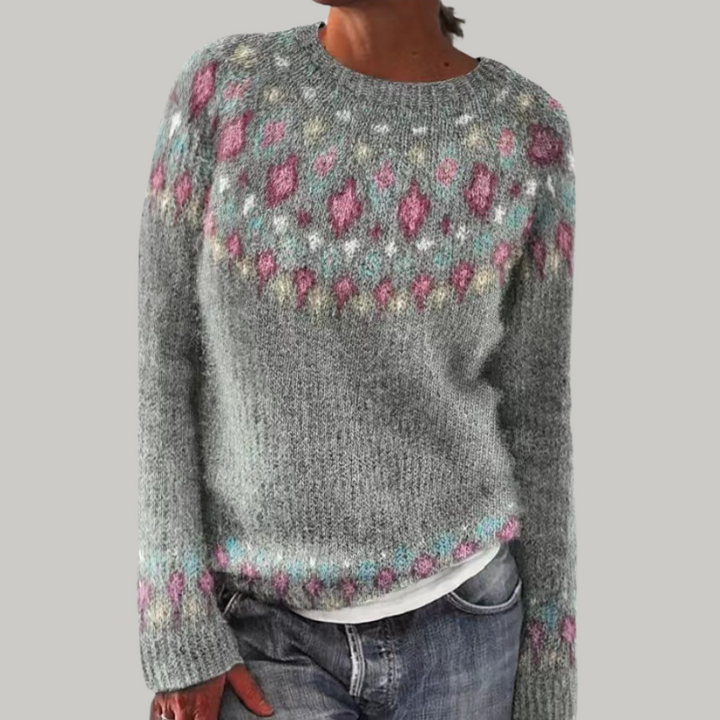 Josien | Warme gebreide trui met vintage dessin