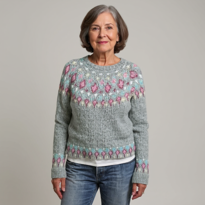 Josien | Warme gebreide trui met vintage dessin