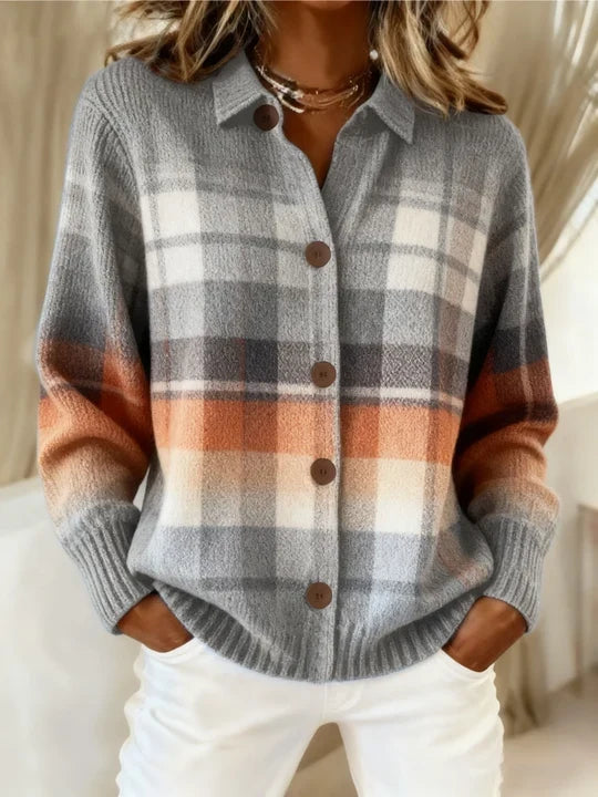 Lonneke | Warm geruit ombré-vest