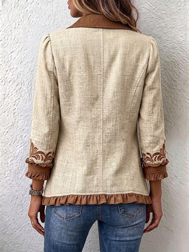 Merel | Vintage boho-jasje met bloemenprint en ruches
