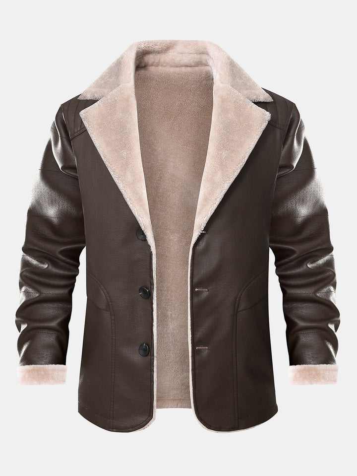 Stef | Blazer van PU-leer met imitatiebontvoering