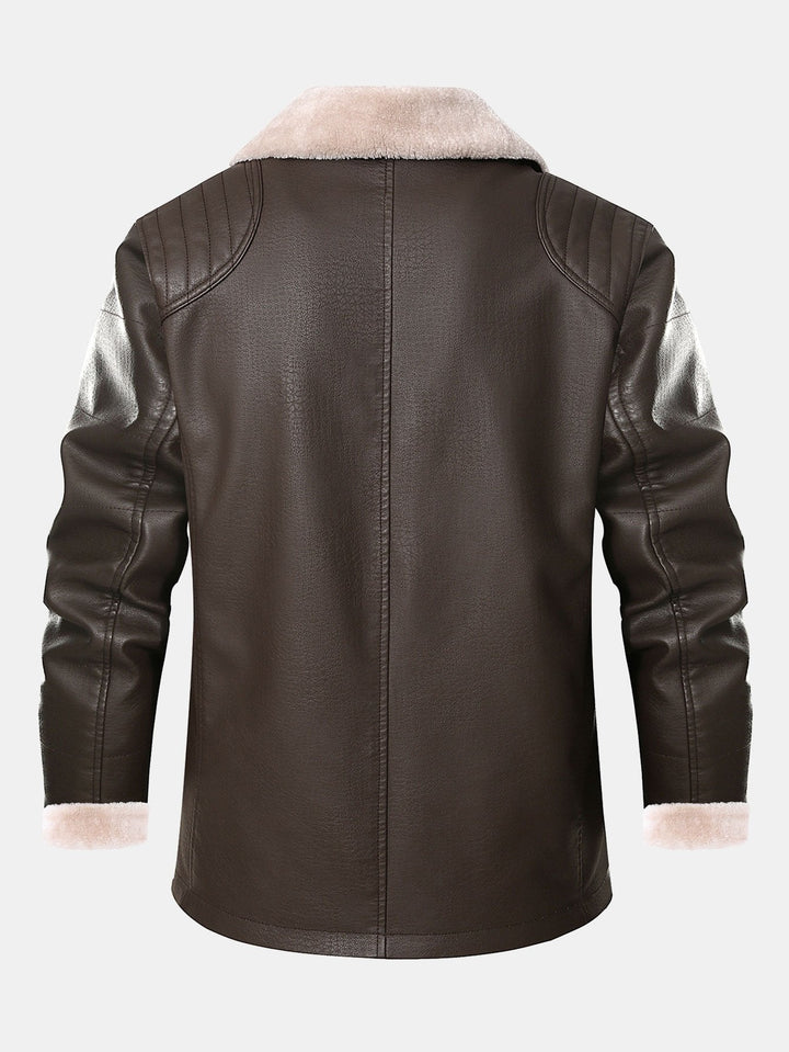 Stef | Blazer van PU-leer met imitatiebontvoering