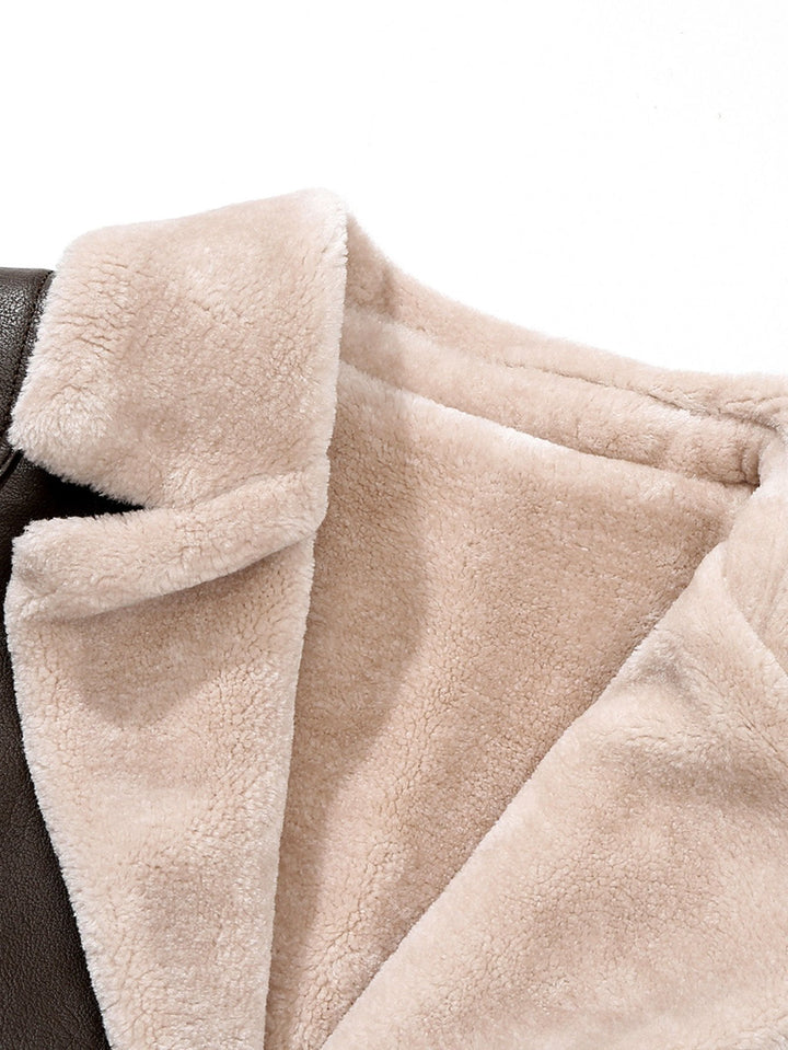 Stef | Blazer van PU-leer met imitatiebontvoering