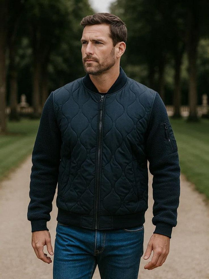 Coen | Marineblauw gewatteerd bomberjack