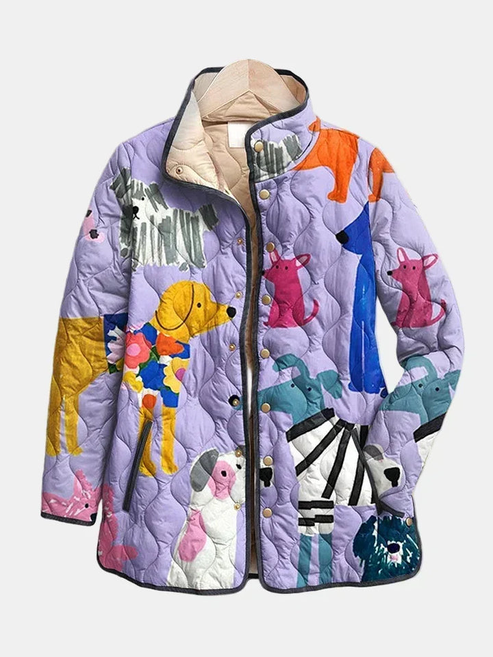 Rhea | Casual gequilte jas met hondenprint