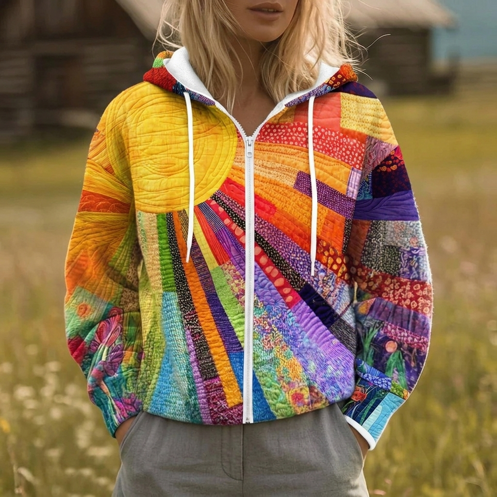 Rhealyn Sunburst Print Zip Hoodie