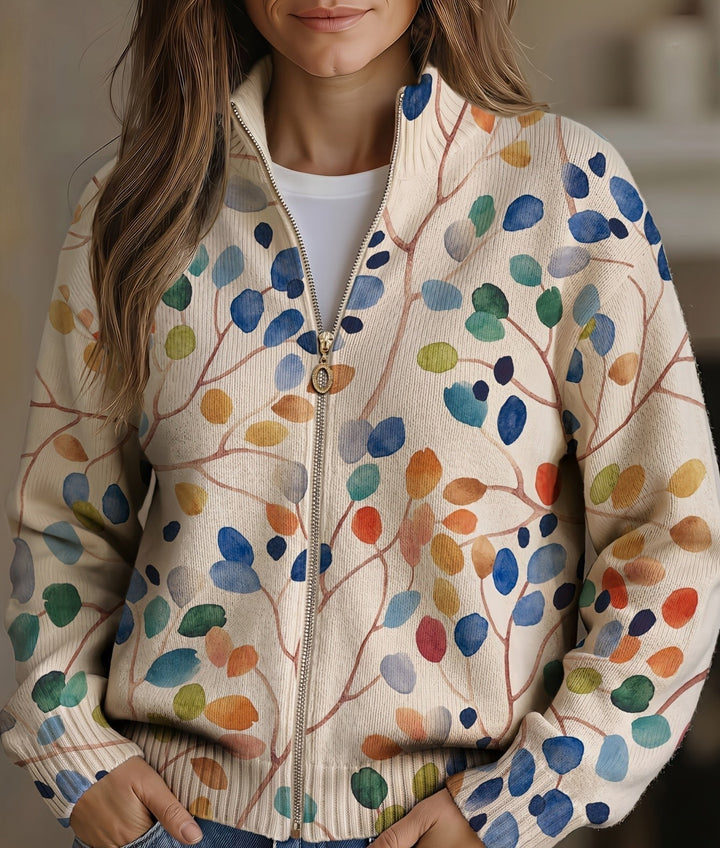 Imogene™ | Vest met rits en botanische bladprint
